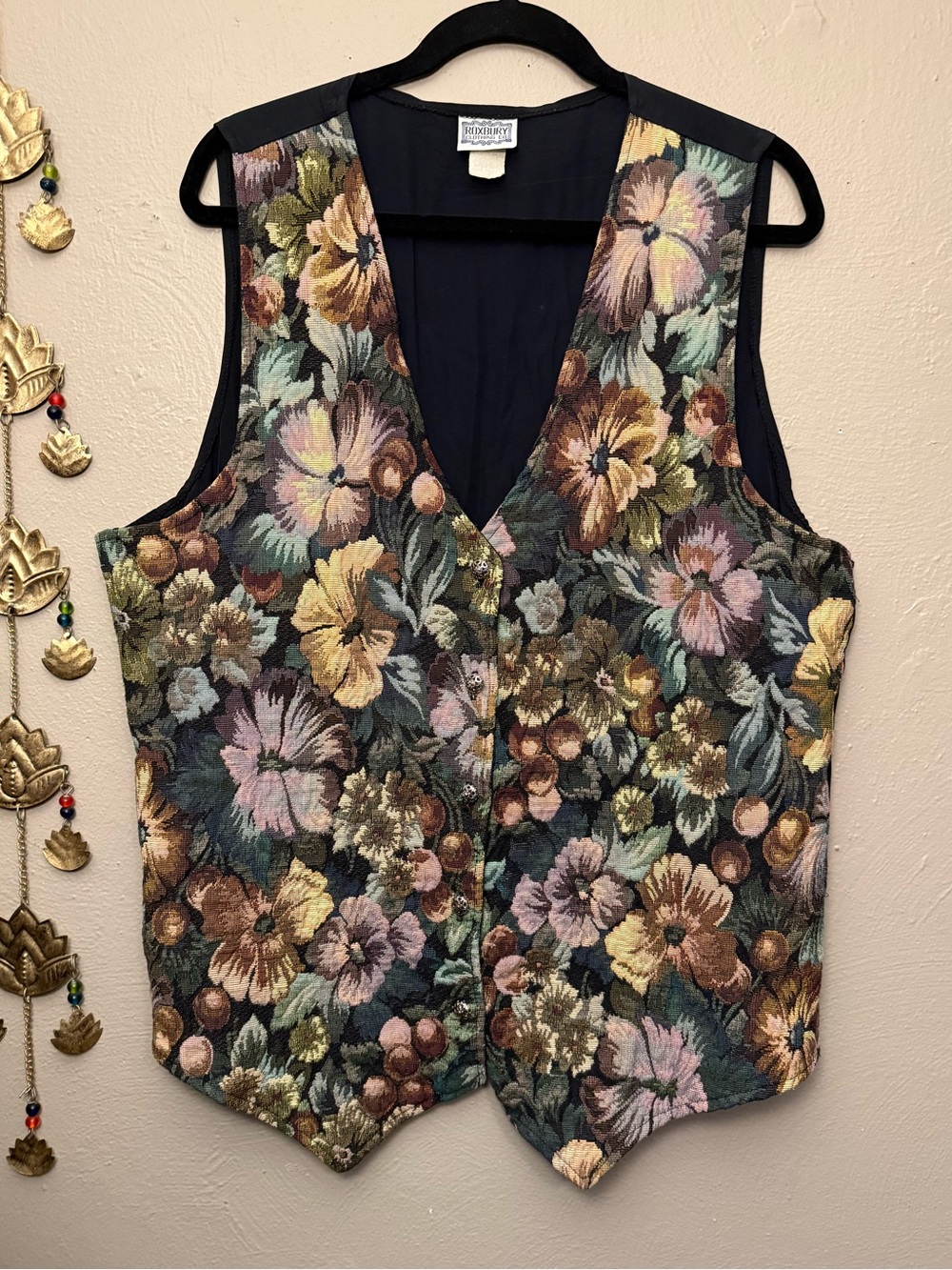 Roxbury Vintage Floral Botanical Tapestry Vest Decorative Buttons Size 3XL
